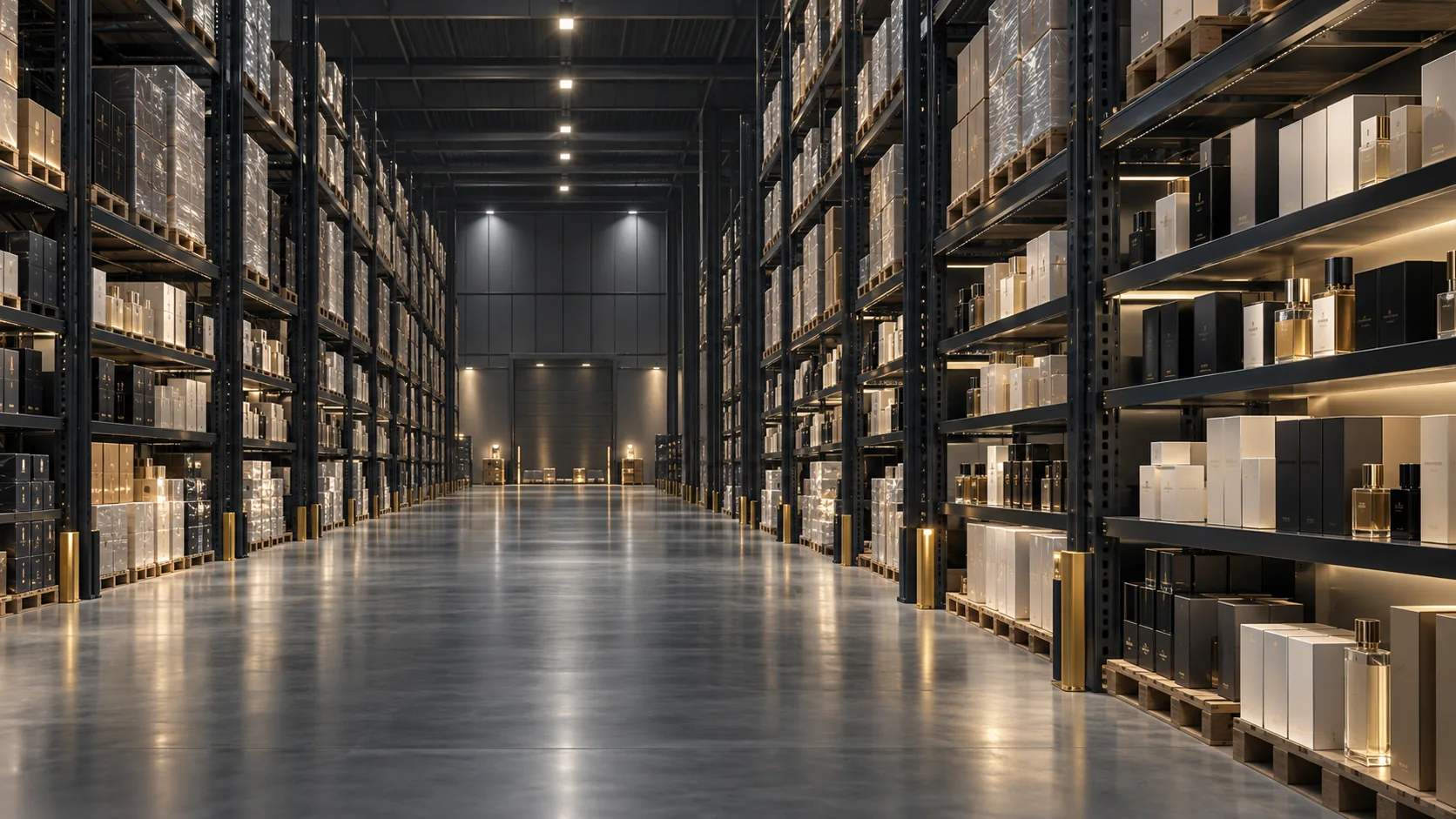 Architectural visualization of a fine fragrance warehouse